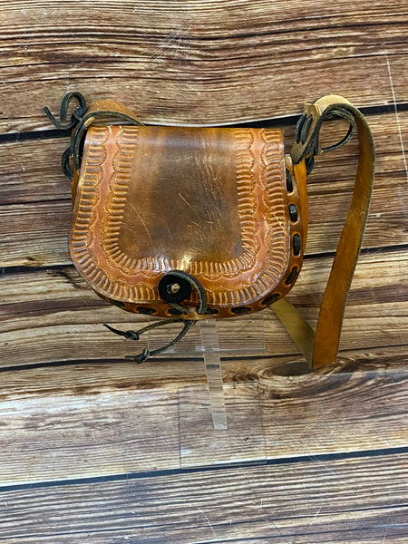 Ledertasche Vintage braun Satteltasche gestanzt Handgefertigt