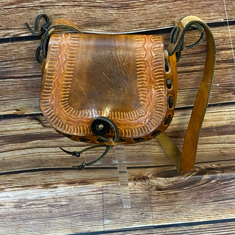 Ledertasche Vintage braun Satteltasche gestanzt Handgefertigt