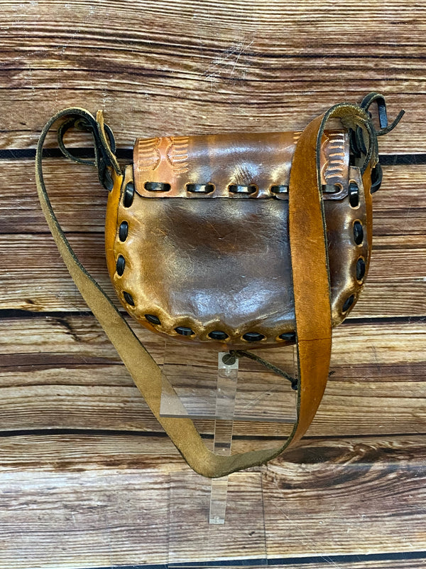 Ledertasche Vintage braun Satteltasche gestanzt Handgefertigt