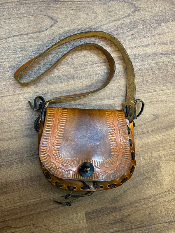 Ledertasche Vintage braun Satteltasche gestanzt Handgefertigt