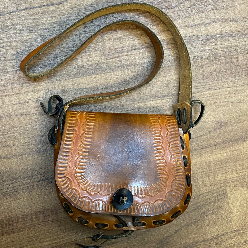 Ledertasche Vintage braun Satteltasche gestanzt Handgefertigt