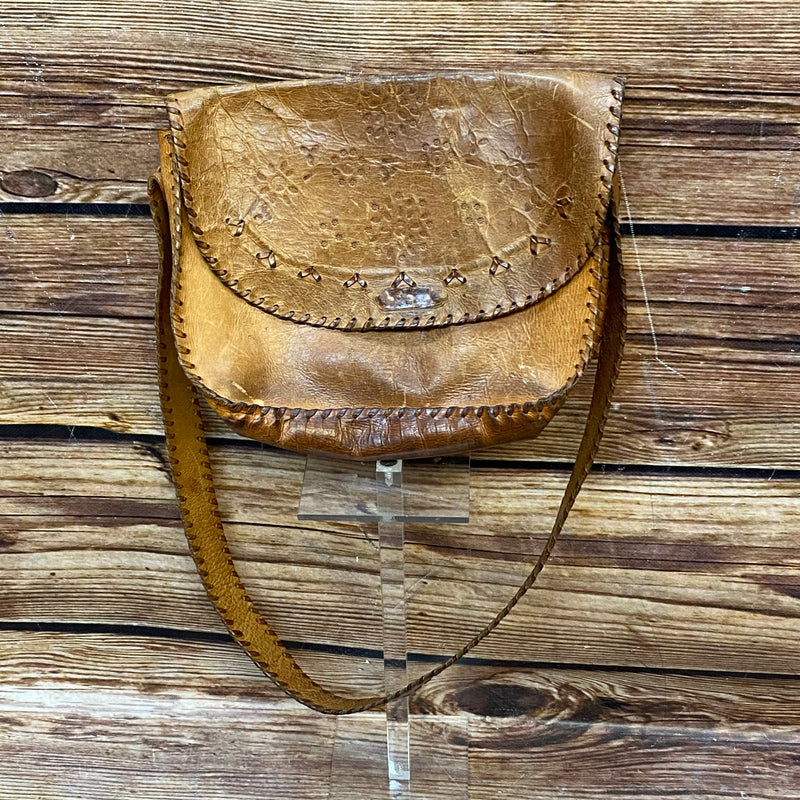Handtasche Vintage Umhängetasche Damentasche Braun Ledertasche Sattel gestanzt