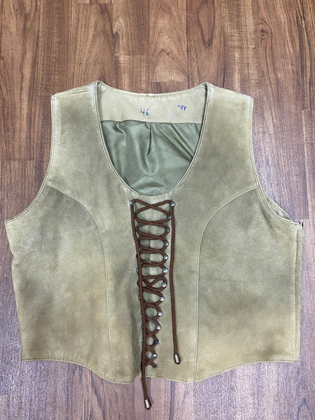 Damen Trachtenmieder aus Echtleder – Beige, Größe 46 