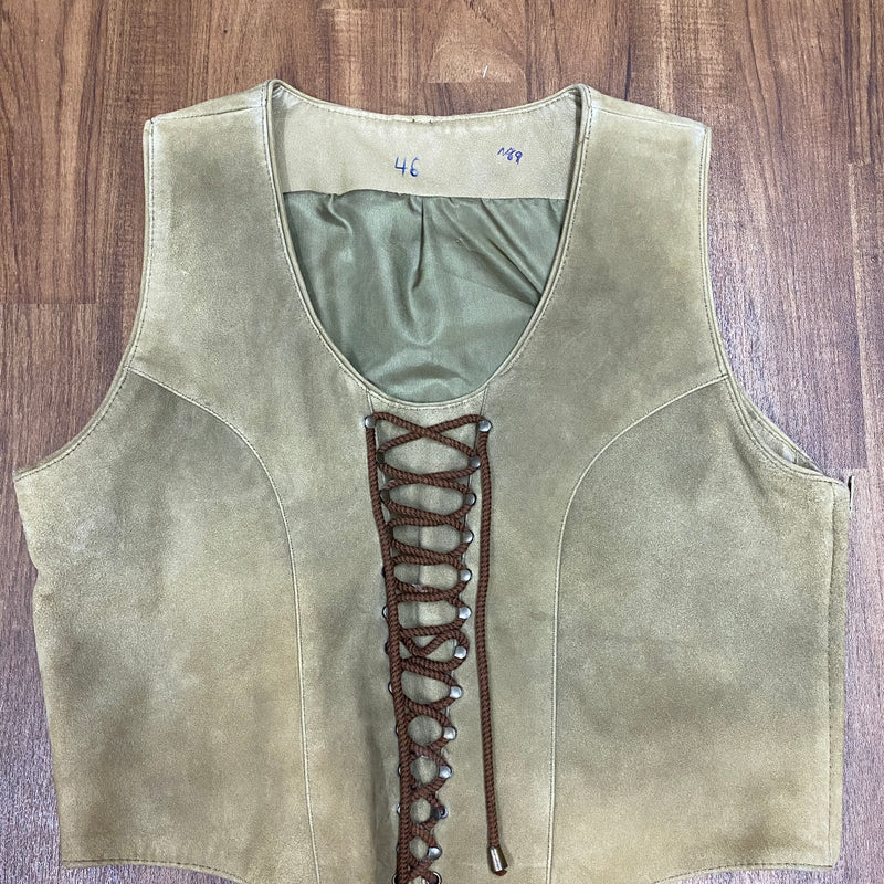 Damen Trachtenmieder aus Echtleder – Beige, Größe 46 