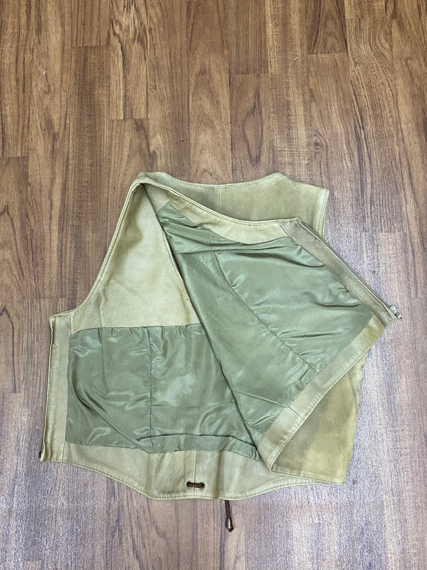 Damen Trachtenmieder aus Echtleder – Beige, Größe 46
