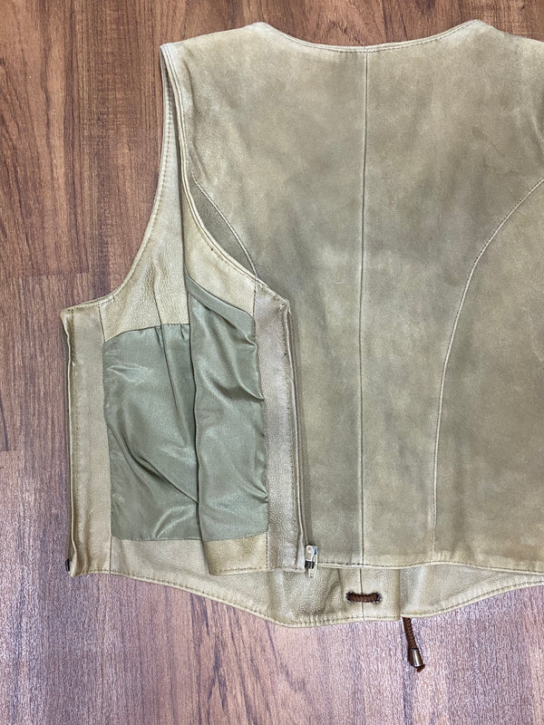 Damen Trachtenmieder aus Echtleder – Beige, Größe 46