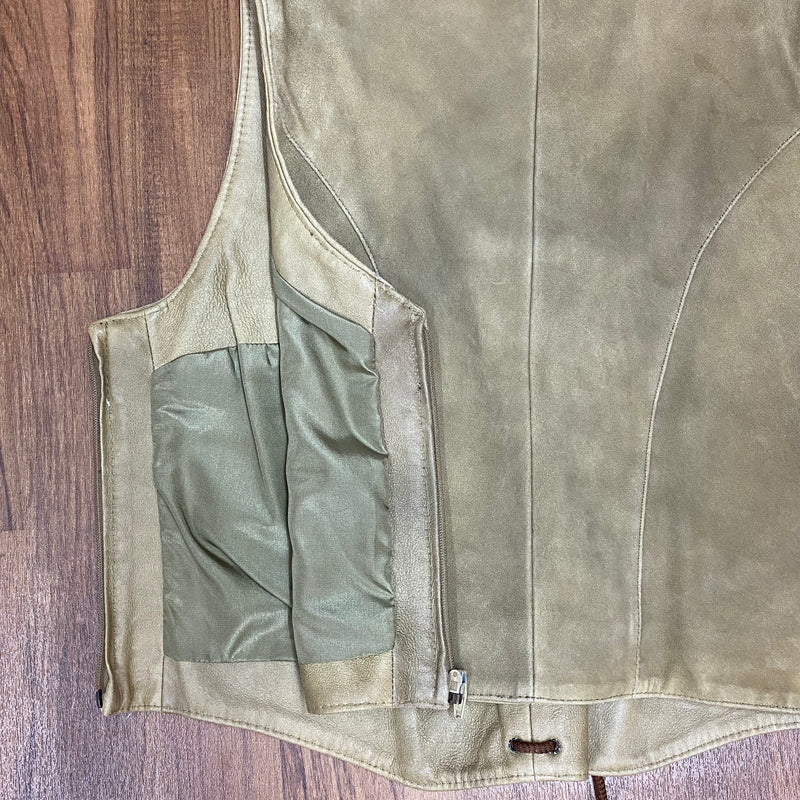 Damen Trachtenmieder aus Echtleder – Beige, Größe 46