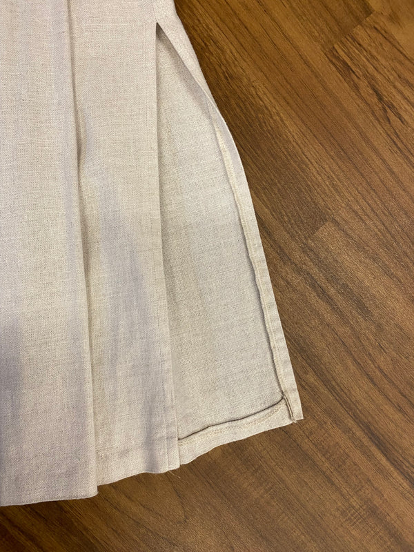 Leinenrock Damen Größe 38 – Beige, mit Knopfleiste & Taschen, vintage
