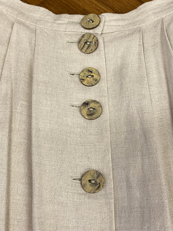 Leinenrock Damen Größe 38 – Beige, mit Knopfleiste & Taschen, vintage