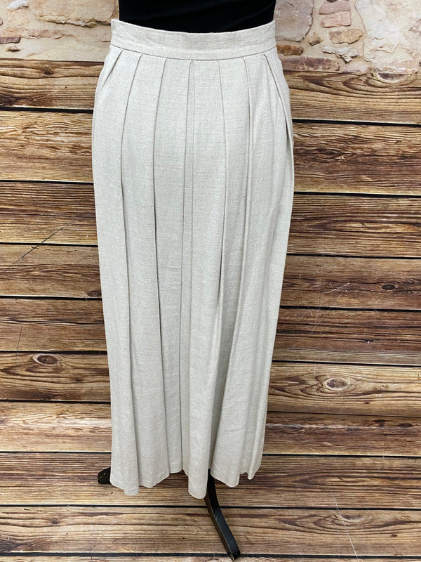 Leinenrock Damen Größe 38 – Beige, mit Knopfleiste & Taschen, vintage