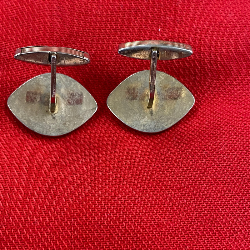 Alte Manschettenknöpfe goldfarbend Vintage Katzenaugen Cabochon Sammler