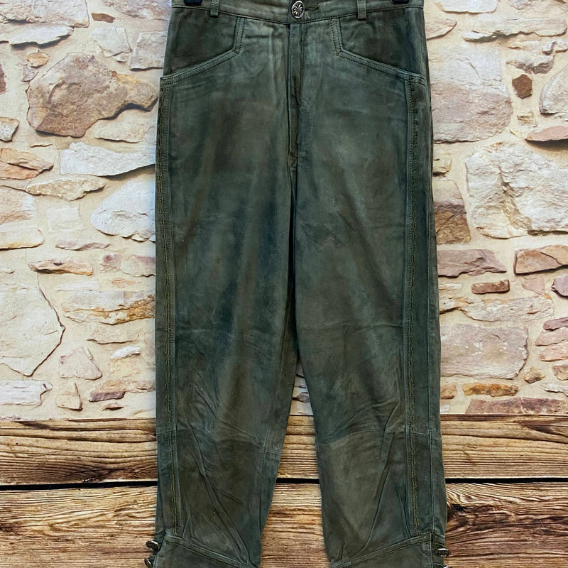 „Meindl Damen Lederhose Gr. 36 in Olivgrün aus Leder mit geradem Schnitt“