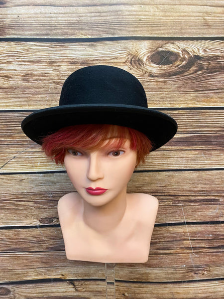 „Schwarzer Melonenhut für Herren aus Filz Vorderansicht“