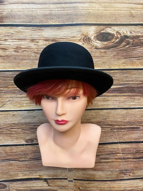 „Schwarzer Melonenhut für Herren aus Filz Vorderansicht“