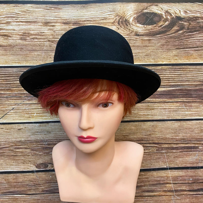 „Schwarzer Melonenhut für Herren aus Filz Vorderansicht“