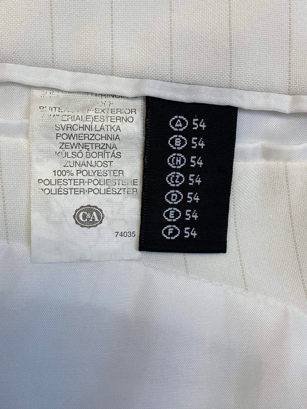 Herrenanzug weiß mit Nadelstreifen – Sakko & Hose Gr. 54 – 1990er Jahre