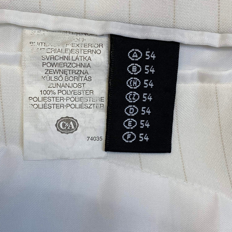 Herrenanzug weiß mit Nadelstreifen – Sakko & Hose Gr. 54 – 1990er Jahre