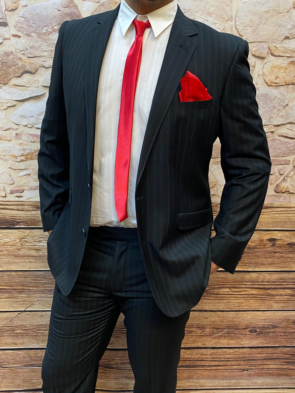 2teiliger gestreifter Anzug Nadelstreifen 20er Jahre Stil Al Capone Gr.54
