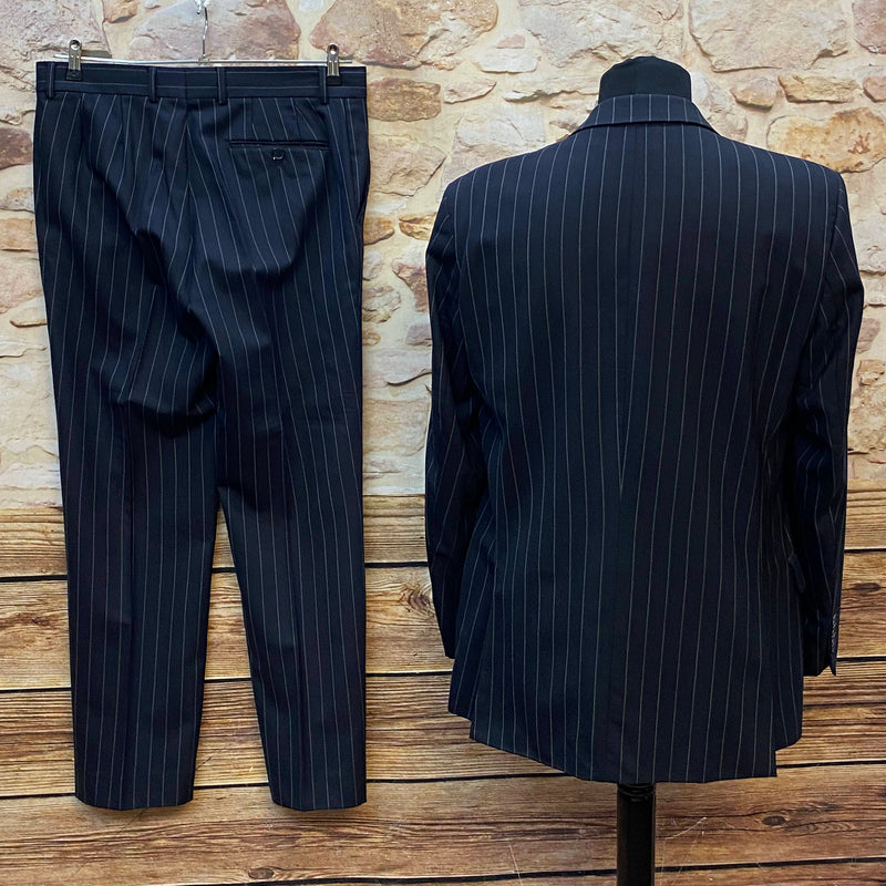 Schwarzer Zara Man Nadelstreifenanzug Herren Gr. 50 mit Sakko und Hose, Rückansicht
