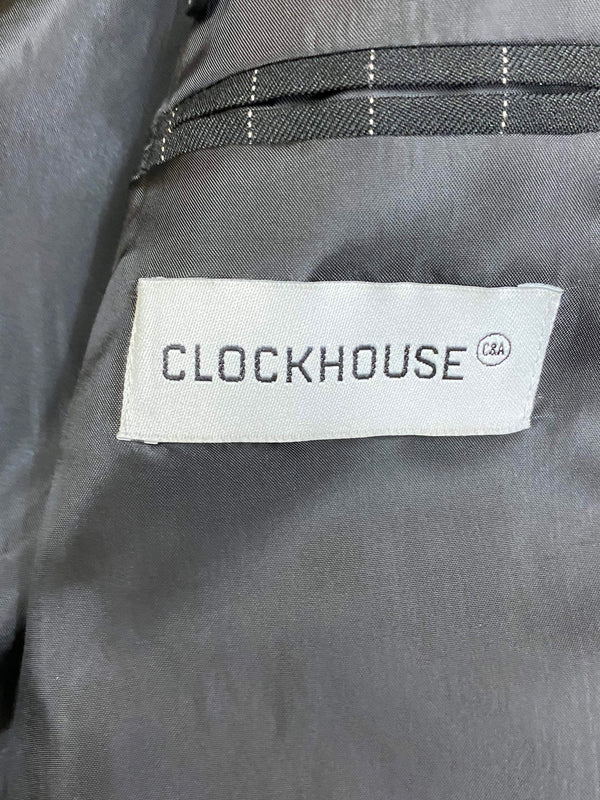 Clockhouse Markenetikett im schwarzen Nadelstreifen-Sakko Herren Gr. 50