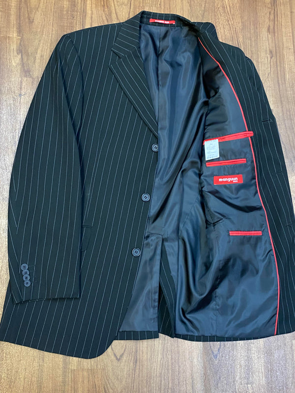 Herren Nadelstreifenanzug schwarz Sakko für Gatsby Look