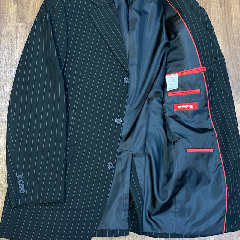 Herren Nadelstreifenanzug schwarz Sakko für Gatsby Look