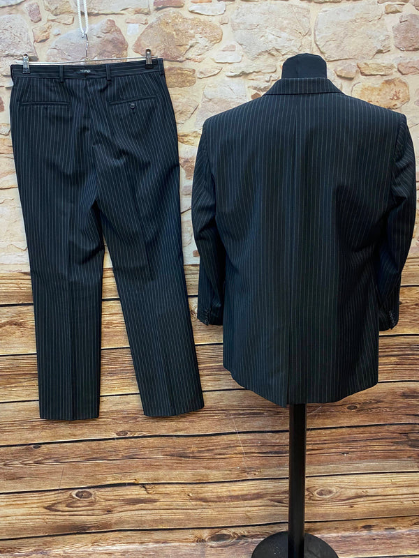 Schwarzer Nadelstreifenanzug Herren Gr. 50 mit Sakko und Hose
