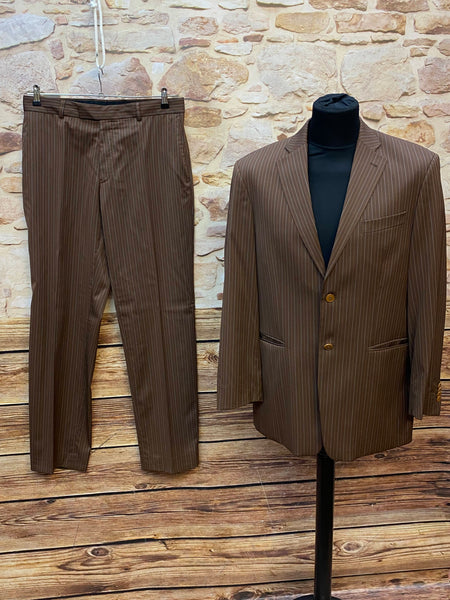 Brauner Benvenuto Nadelstreifenanzug Herren Gr. 50 aus Schurwollmix mit Sakko und Hose, Vorderansicht