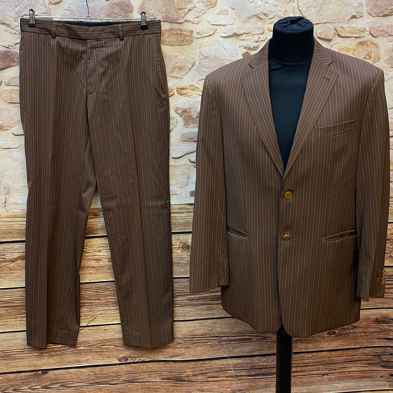 Brauner Benvenuto Nadelstreifenanzug Herren Gr. 50 aus Schurwollmix mit Sakko und Hose, Vorderansicht