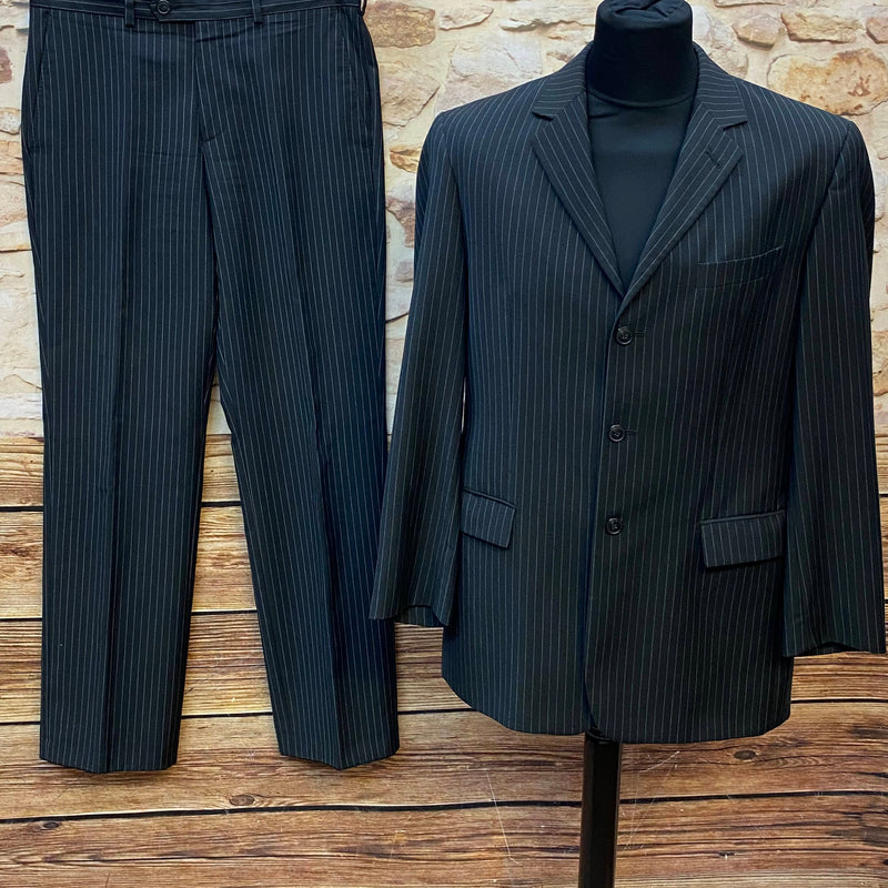 Nadelstreifenanzug Herren Größe 50 schwarz mit Sakko und Hose für Gatsby und 20er Jahre Look