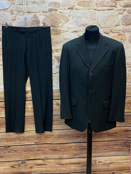 Nadelstreifenanzug Herren Gr. 50 schwarz von Manguun Men mit Sakko und Hose