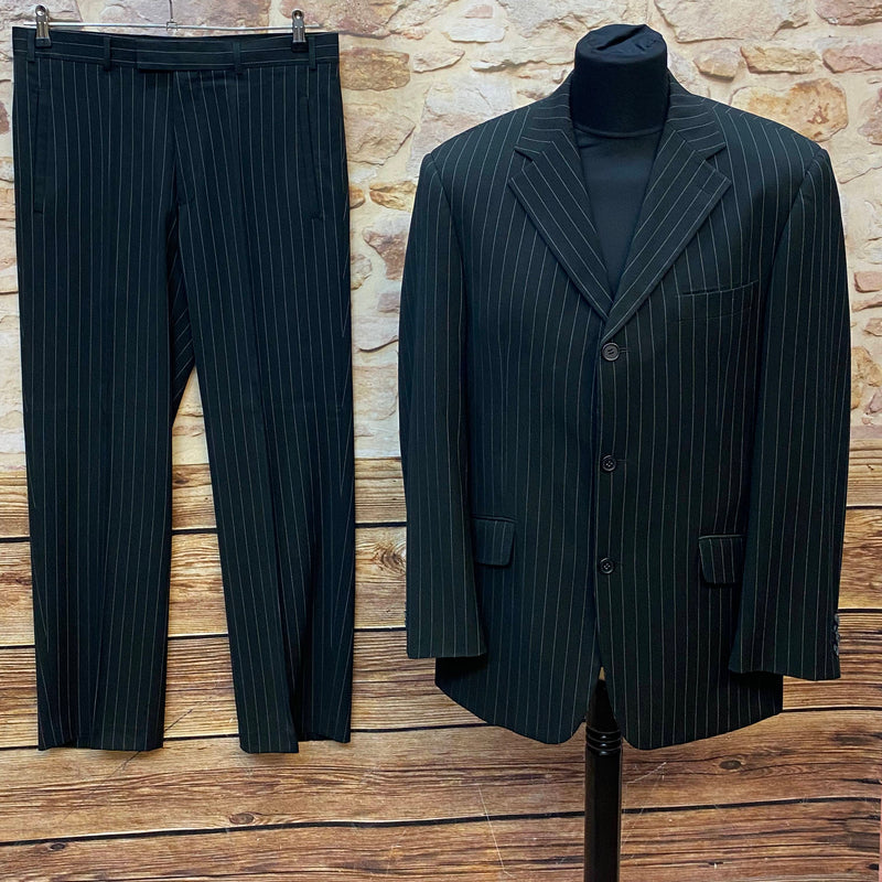 Nadelstreifenanzug Herren Gr. 50 schwarz von Manguun Men mit Sakko und Hose