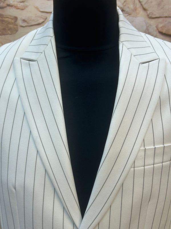 Vintage Nadelstreifen-Anzug Weiß | Gr. 42