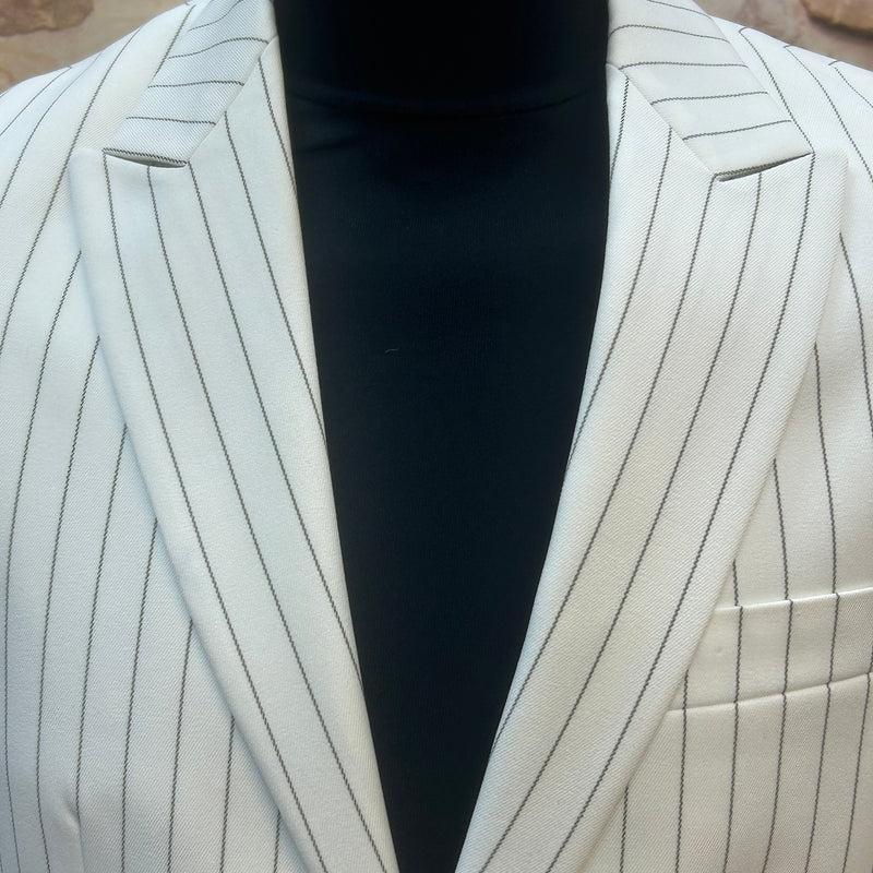 Vintage Nadelstreifen-Anzug Weiß | Gr. 42