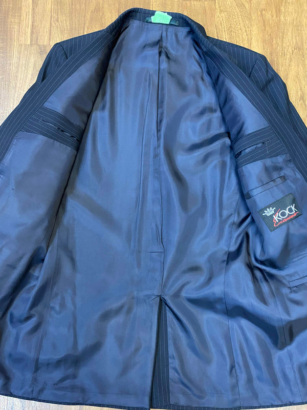 Vintage Nadelstreifen-Anzug Dunkelblau – Gr. 48