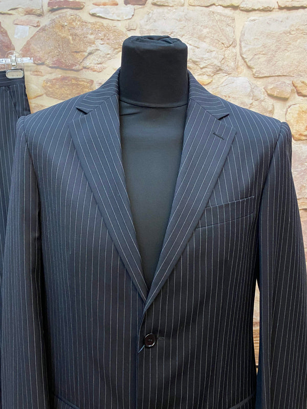 Vintage Nadelstreifen-Anzug Dunkelblau – Gr. 90