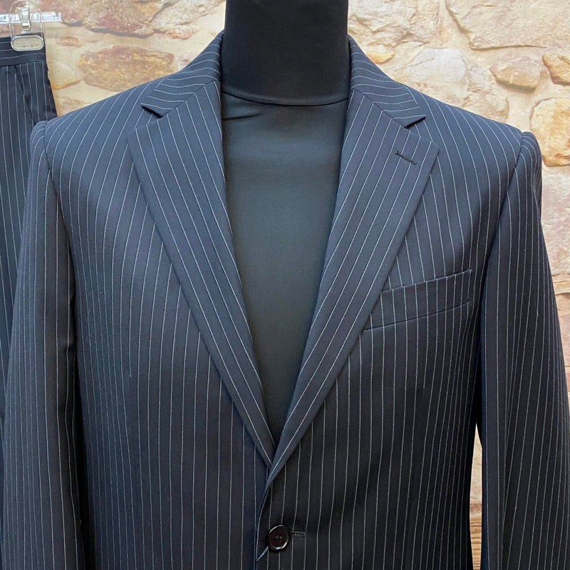 Vintage Nadelstreifen-Anzug Dunkelblau – Gr. 90