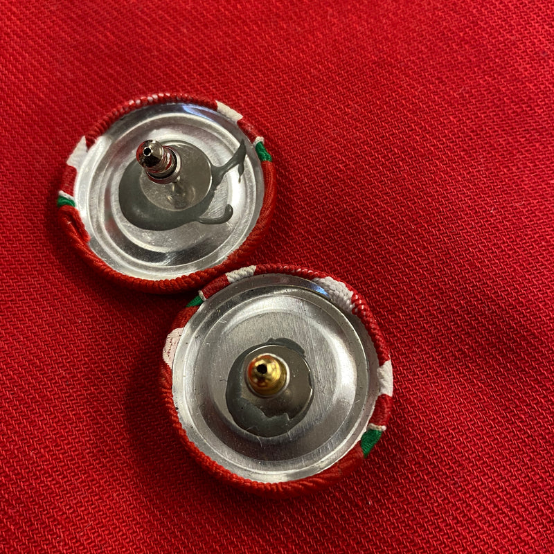 Vintage Ohrstecker aus den 60/70er Jahren in Grün/Rot/Weiß Design Rund