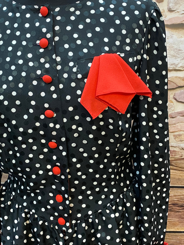 Vintage Damen-Kostüm mit Polka-Dot-Muster Gr.38