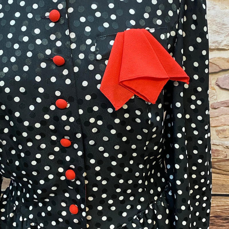Vintage Damen-Kostüm mit Polka-Dot-Muster Gr.38