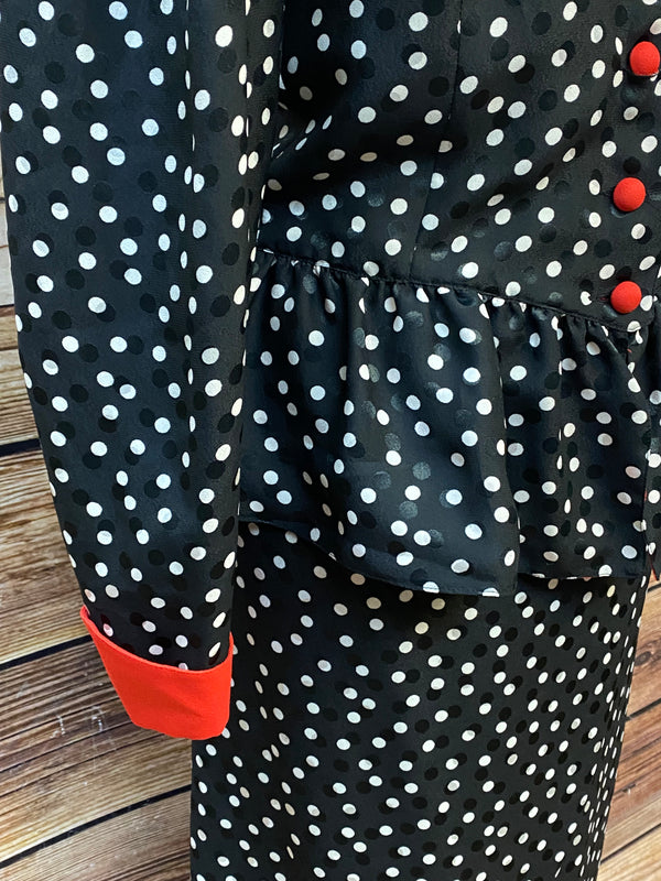 Vintage Damen-Kostüm mit Polka-Dot-Muster Gr.38