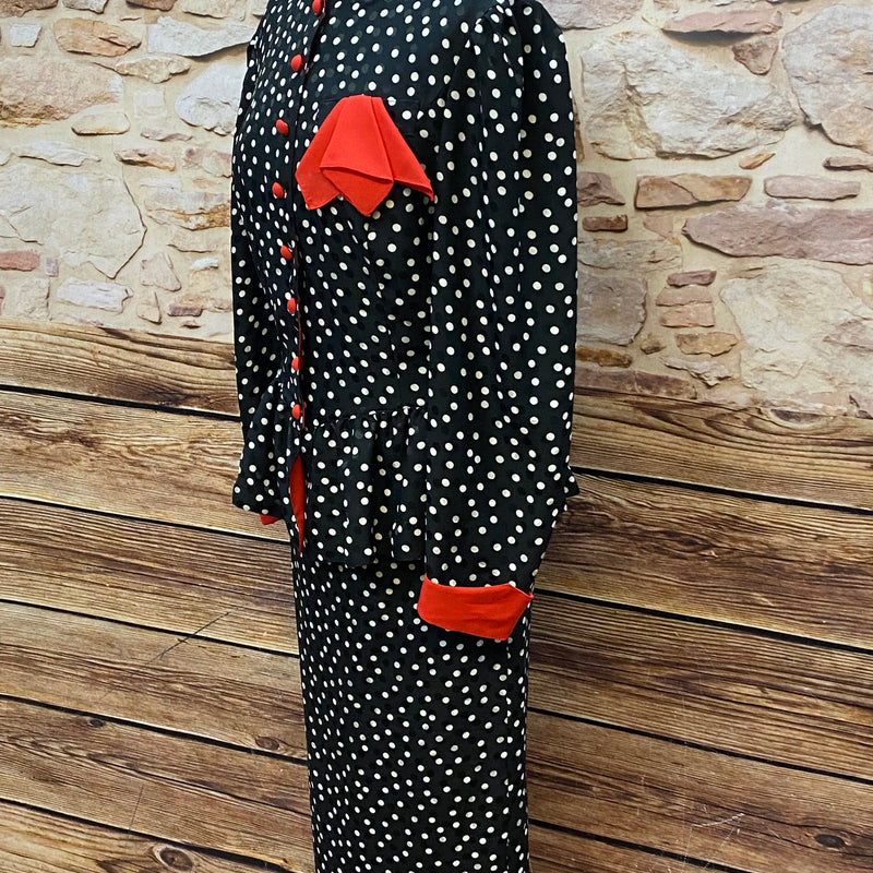 Vintage Damen-Kostüm mit Polka-Dot-Muster Gr.38