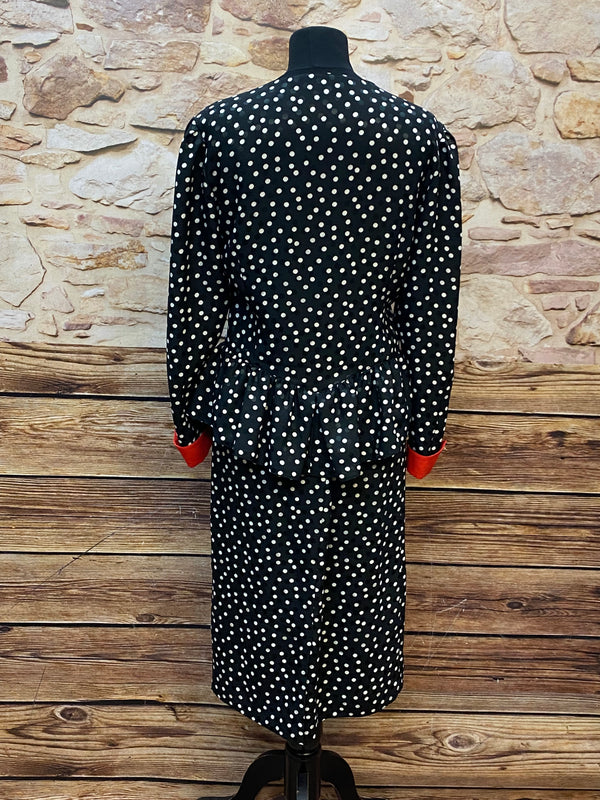 Vintage Damen-Kostüm mit Polka-Dot-Muster Gr.38