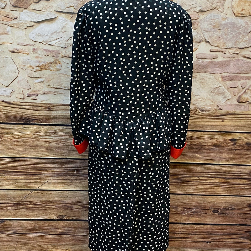 Vintage Damen-Kostüm mit Polka-Dot-Muster Gr.38