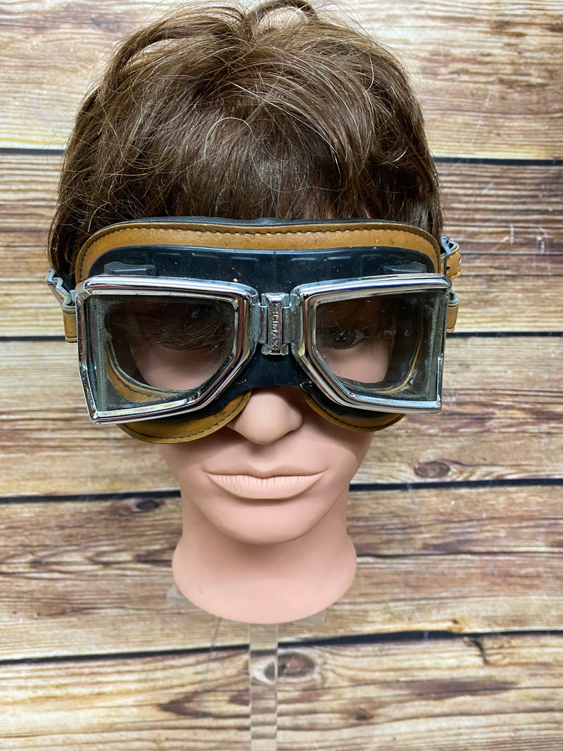 CLIMAX lunettes moto vintage lunettes d'aviateur cuir marron vintage