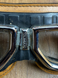 CLIMAX Oldtimer Motorradbrille Fliegerbrille Leder braun Vintage