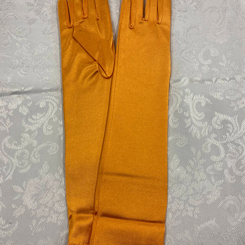„Orange lange Charleston Handschuhe im Satin-Look für 20er-Jahre-Outfits und Gatsby-Partys“