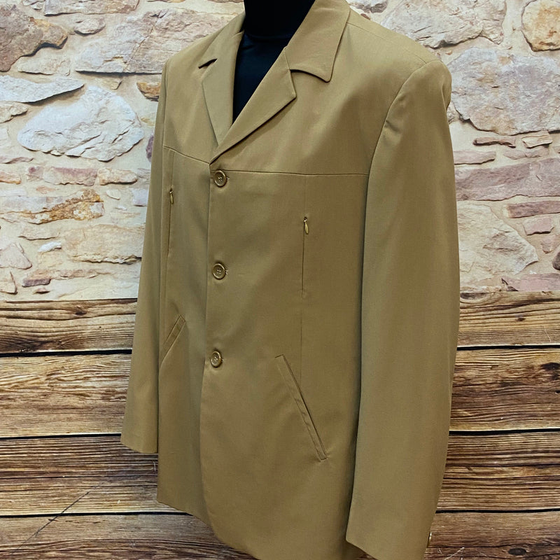 Seitliche Ansicht eines original Vintage Herren Sakkos in Camel-Beige Größe 54