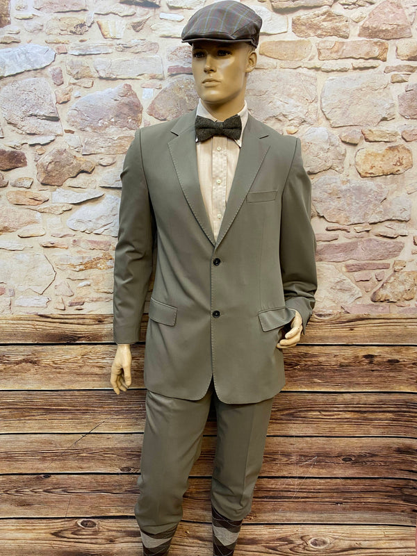 Vintage Peaky Blinders Herren-Outfit – Olivgrüner 20er-Jahre Anzug Gr. 50