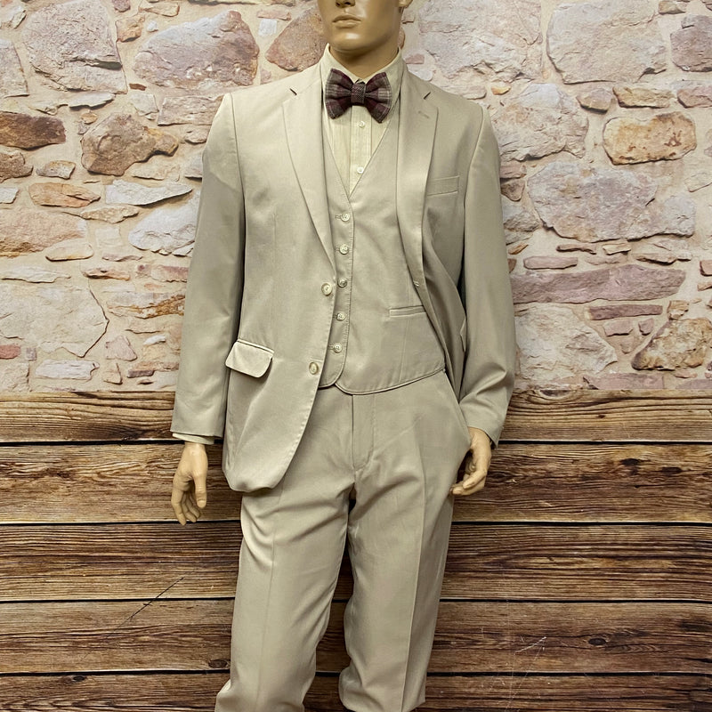 Peaky Blinders 7teilig Outfit 20er Jahre Stil mit Knickerbocker, Sakko, Weste, Hemd, Fliege, Kniestrümpfe und Schiebermütze Gr.50 für Herren in beige